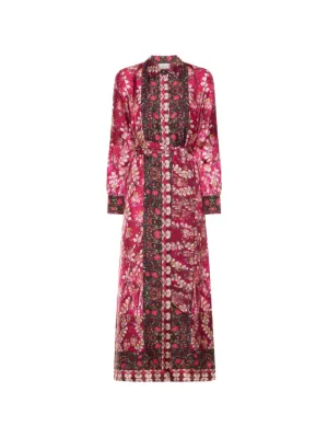 La DoubleJ Alba Fans-print Maxi Dress | Purple | FARFETCH