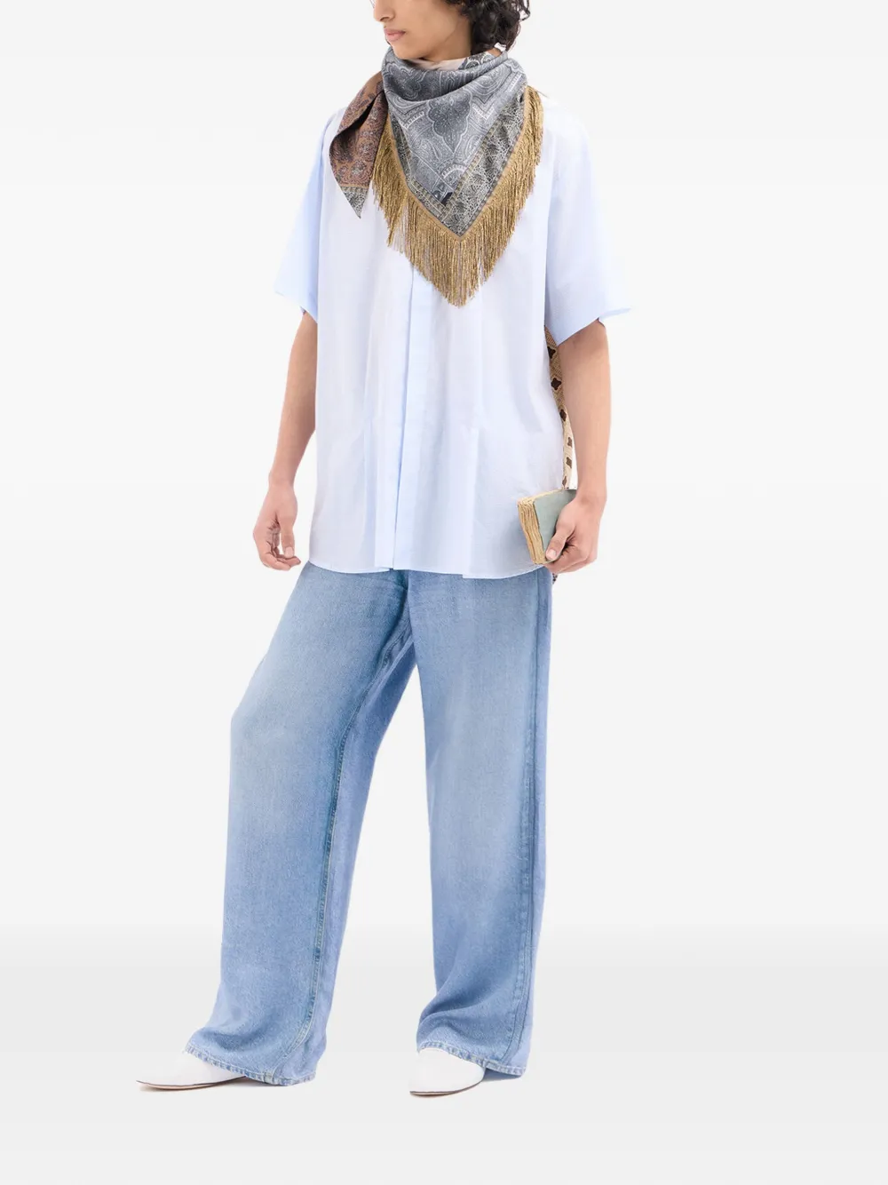 Pierre-Louis Mascia Geometrisch shirt met puntkraag Blauw