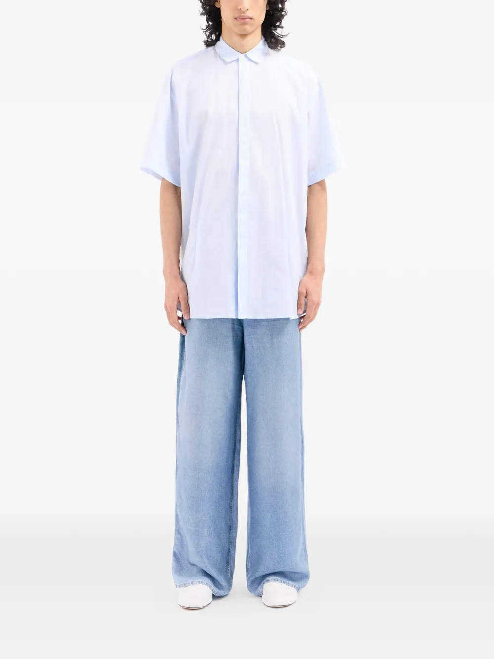 Pierre-Louis Mascia Geometrisch shirt met puntkraag Blauw