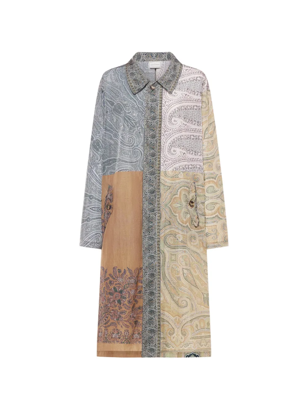 Pierre-Louis Mascia Integmosfre patchwork paisley-print coat - Toni neutri