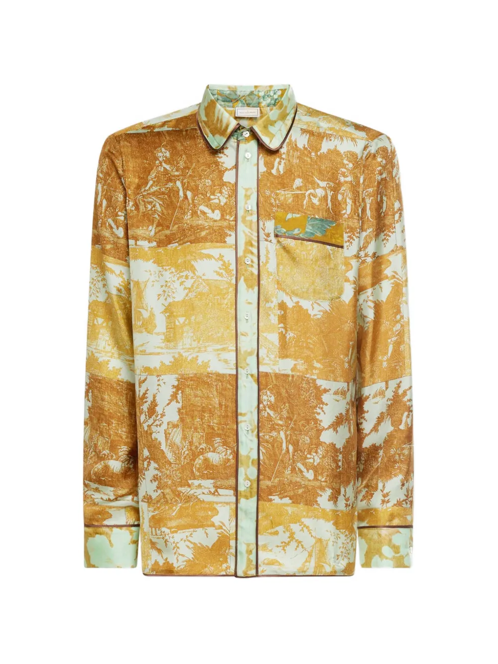 Pierre-Louis Mascia Aloe print long-sleeve shirt - Marrone