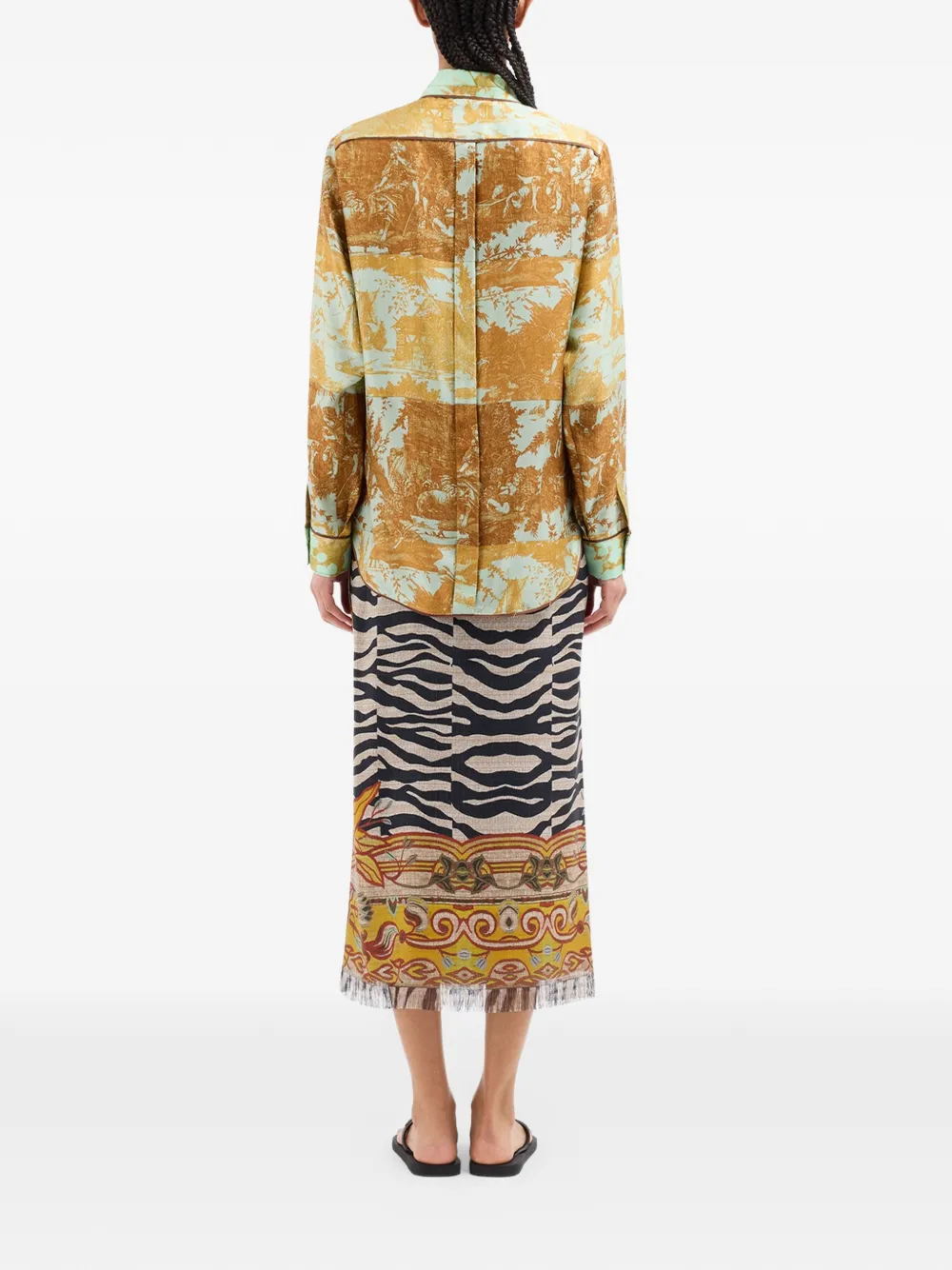 Pierre-Louis Mascia Aloe shirt met print Bruin