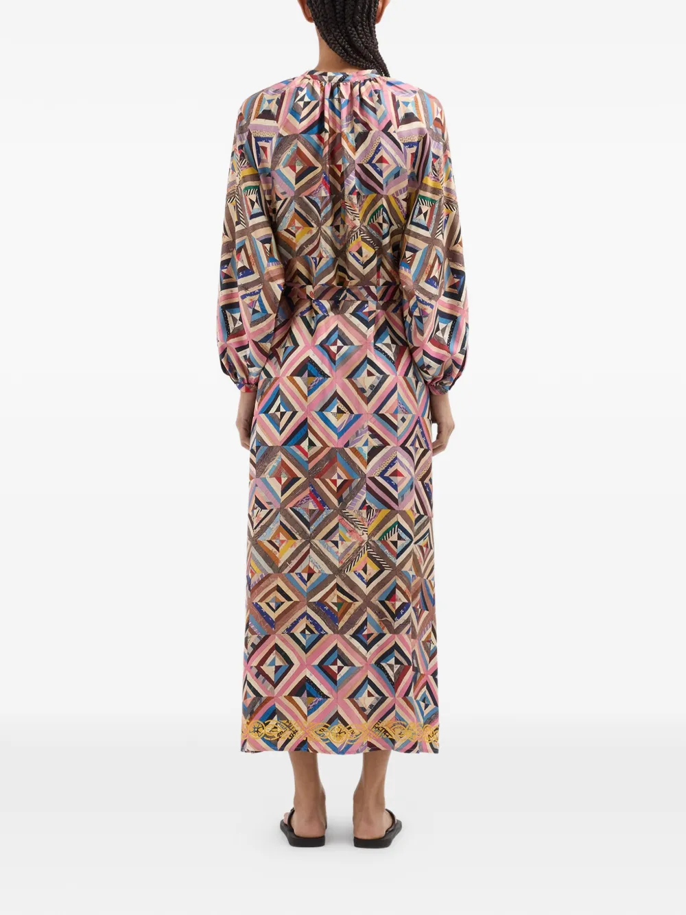 Pierre-Louis Mascia Midi-jurk met geometrisch patroon en ballonmouwen Roze