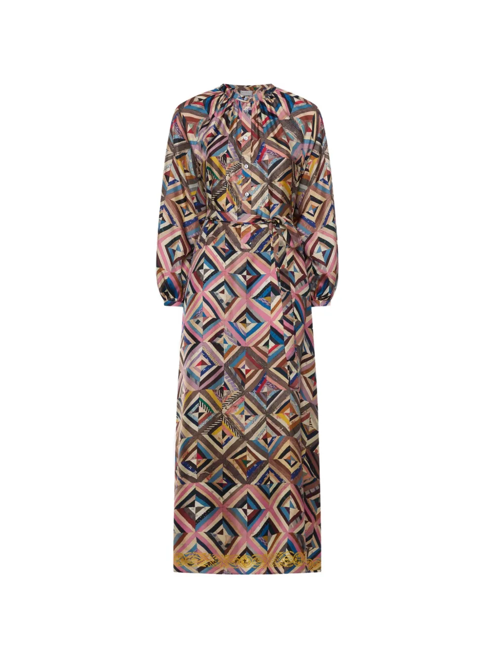 Pierre-Louis Mascia balloon-sleeve geometric-pattern midi dress - Rosa