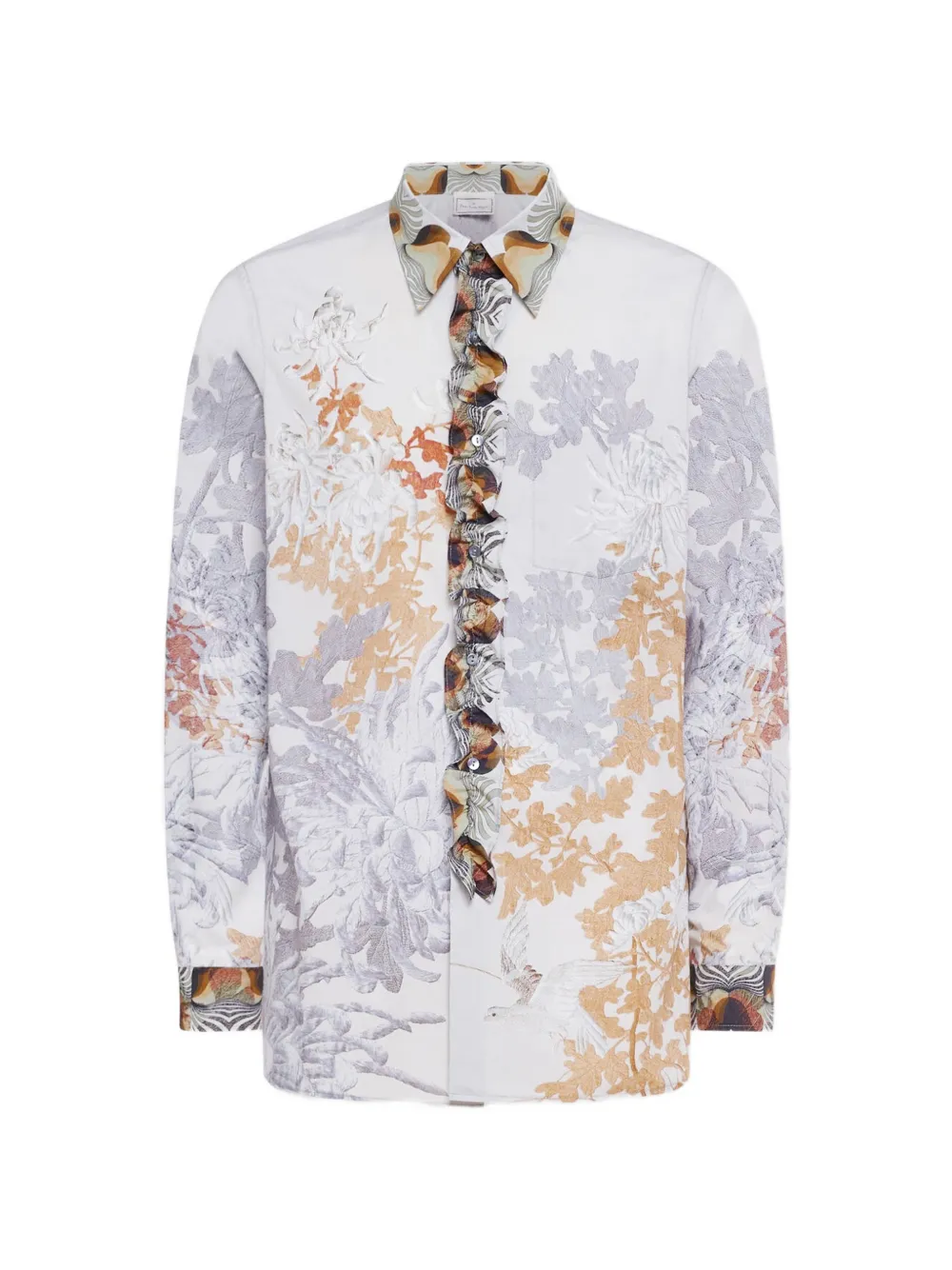Pierre-Louis Mascia Diomede ruffled floral-print shirt - Bianco