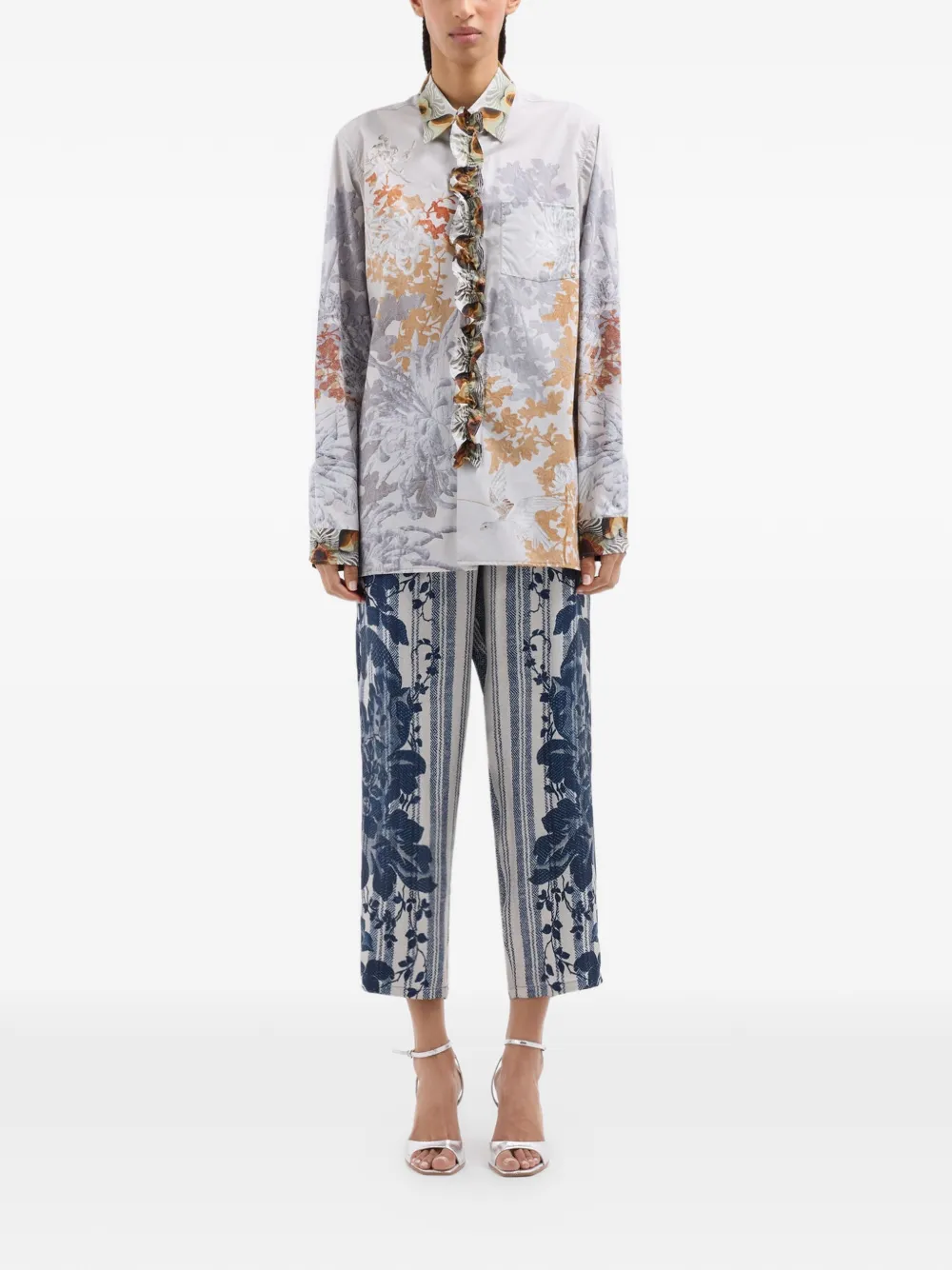 Pierre-Louis Mascia Diomede shirt met bloemenprint en ruches Wit