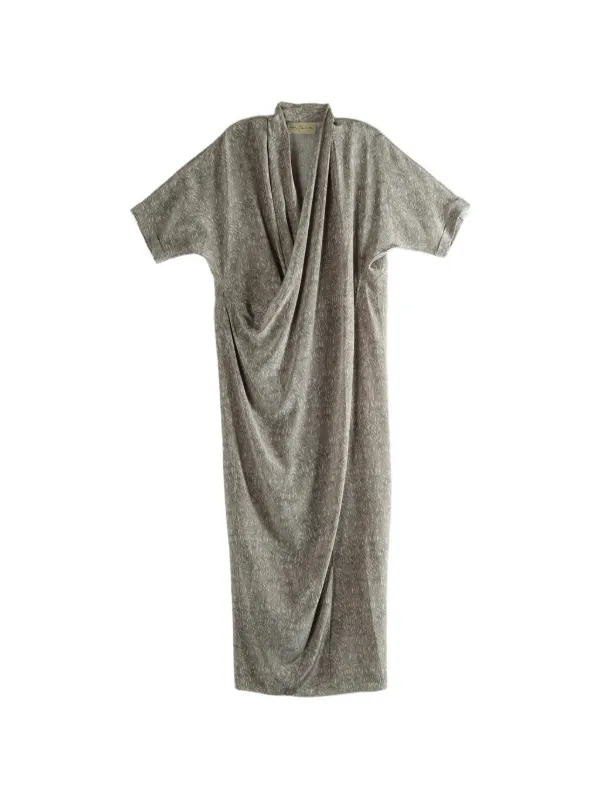 Cortana Draped V-neck Dress in Grey