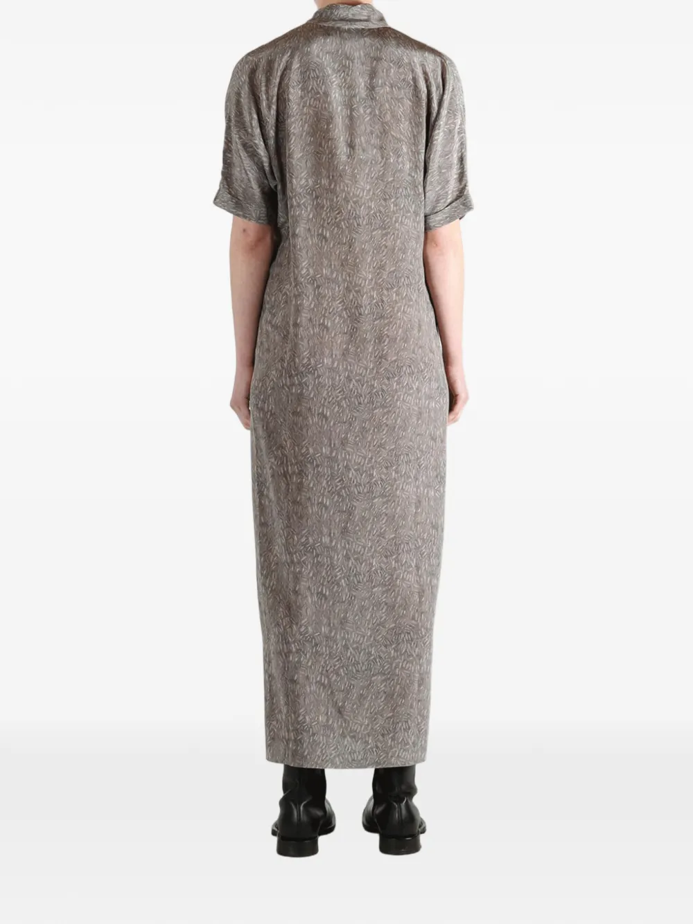 Cortana Draped V-neck Dress in Grey, view 4