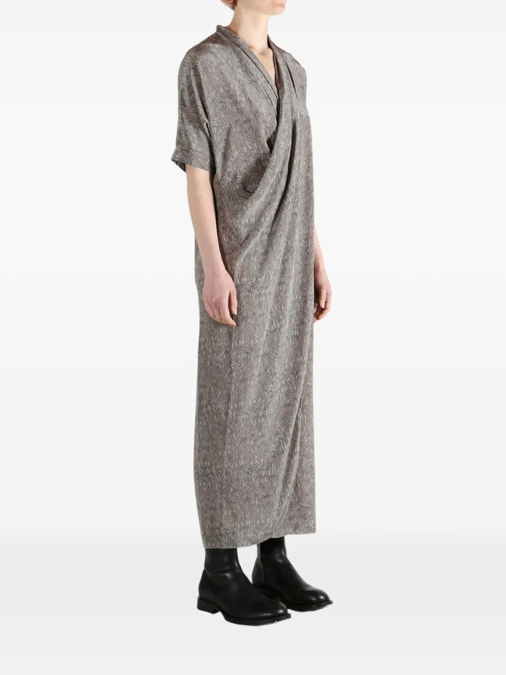  Cortana Draped V-neck Dress - Grey 