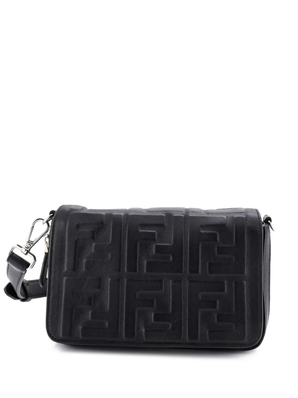 Fendi Pre-Owned Expandable Flap Bag Zucca Embossed Leather crossbody bag - Nero