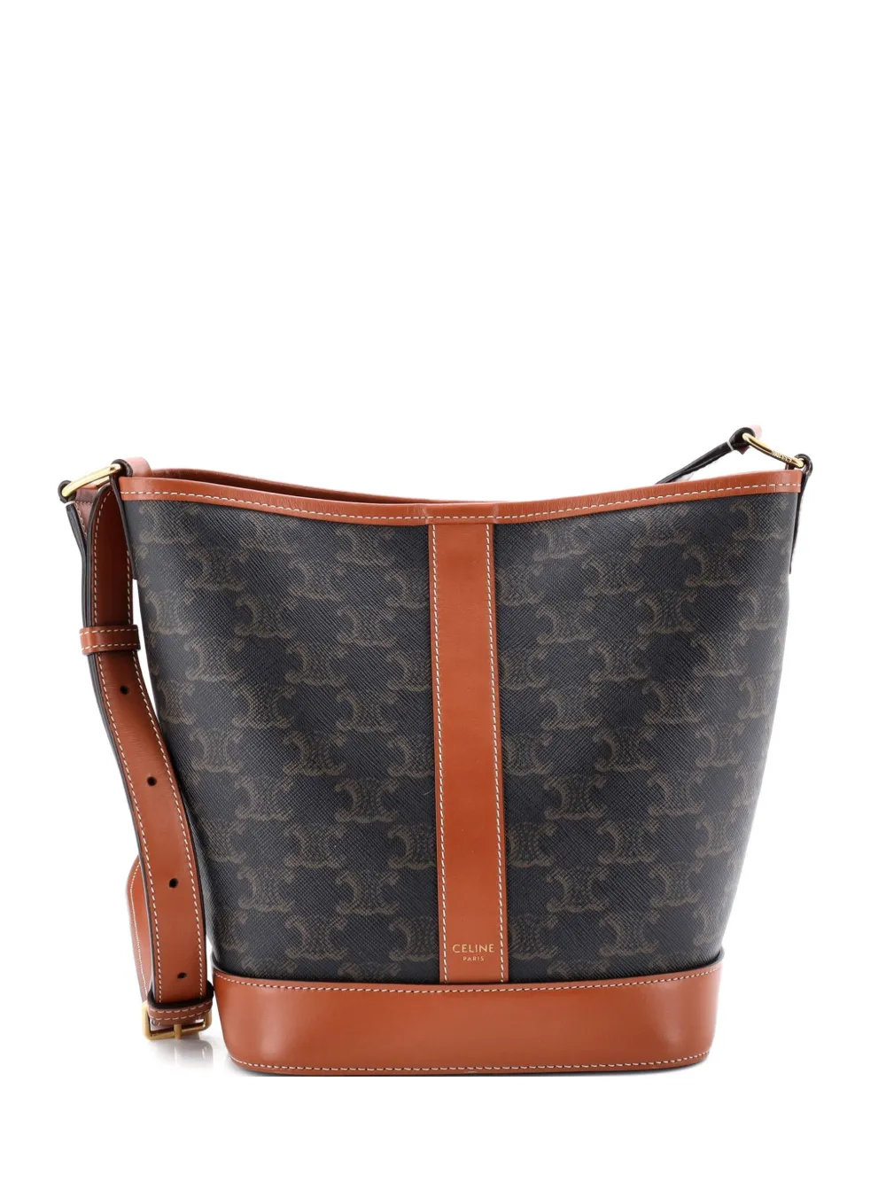 Celine Pre-Owned Triomphe Coated Canvas Small bucket bag - Marrone