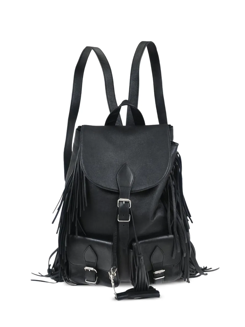 Saint Laurent Pre-Owned 2016 fringe leather backpack - Nero