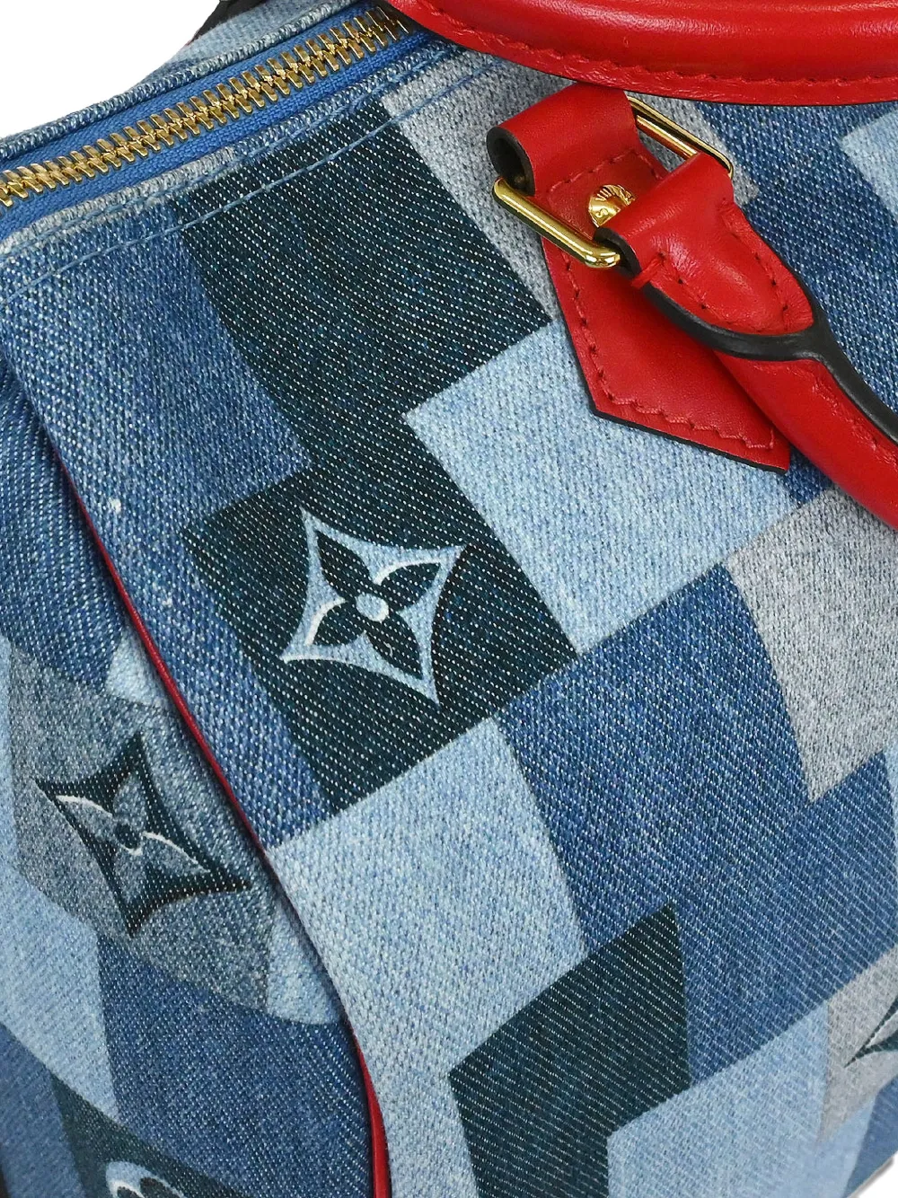Louis Vuitton Pre-Owned 30 Speedy Bandouliere shopper met patchwork Blauw