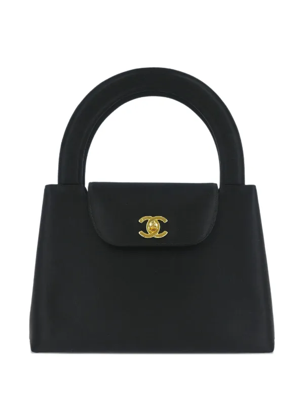 Chanel Pre-owned 1998 Top-handle Satin Tote Bag in Black