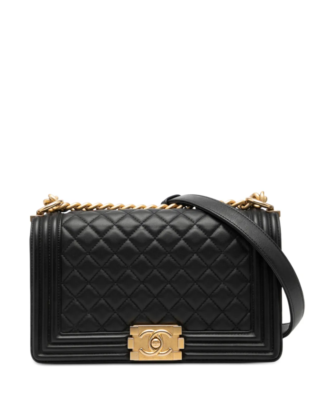 CHANEL Pre-Owned 2017-2018 Old Medium Quilted Lambskin Boy Flap crossbody bag - Nero