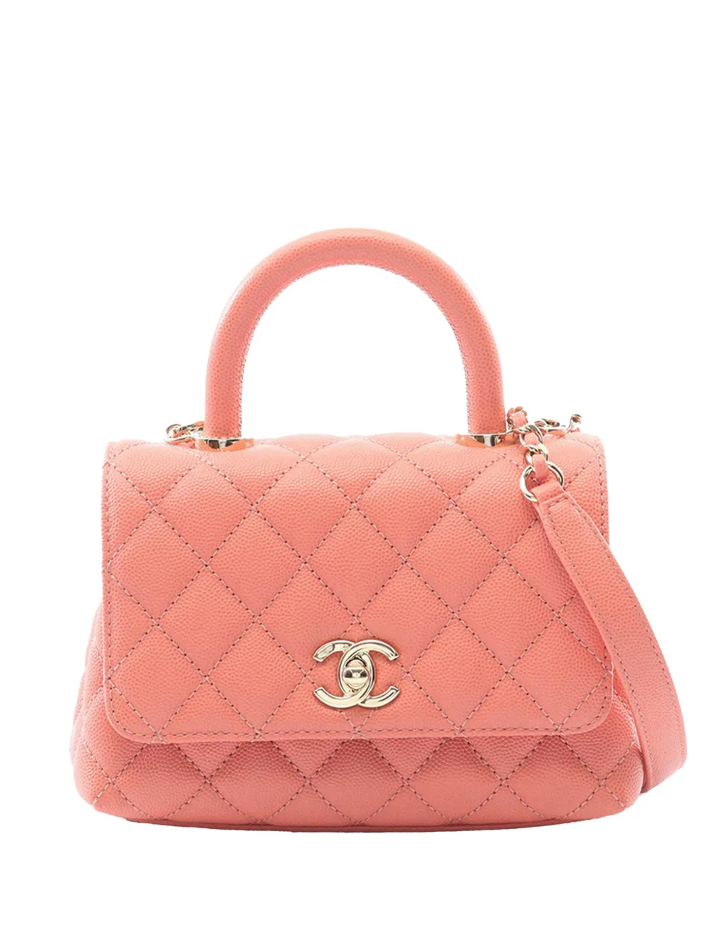 CHANEL Pre-Owned 2021-2026 Mini Caviar Coco Chain Top Handle Bag satchel - Rosa