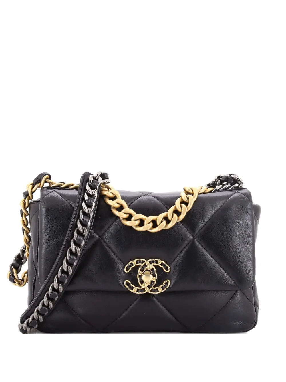 CHANEL Pre-Owned 19 Flap Bag Quilted Leather Medium crossbody bag - Nero