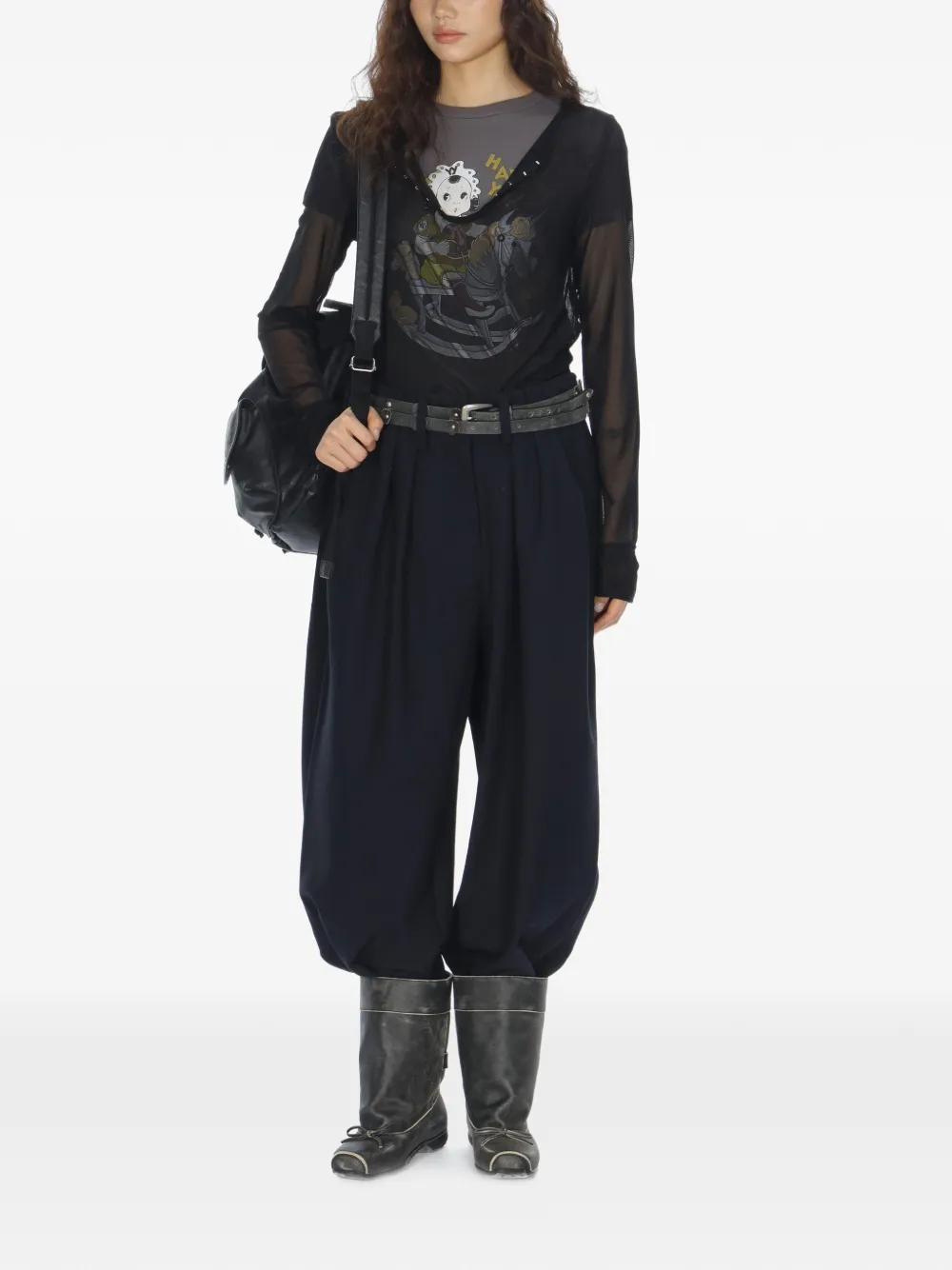  Open Yy Henley Top - Black 