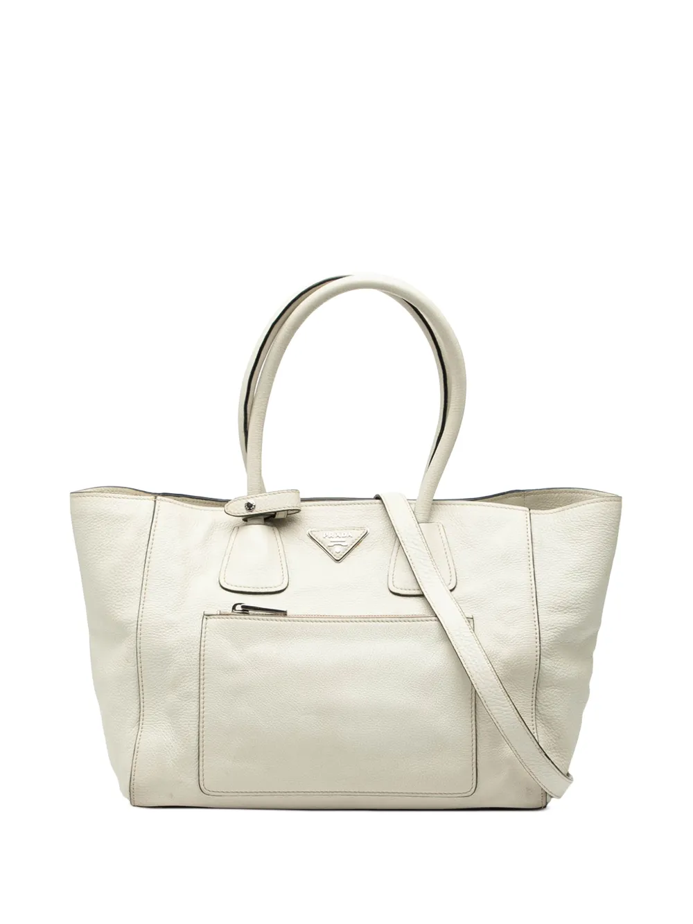 Prada Pre-Owned 2000-2025 Vitello Daino Front Pocket Open Convertible Tote satchel - Bianco