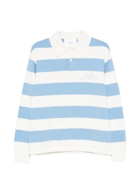 Axel Arigato Rey striped-pattern logo-embroidery polo sweater