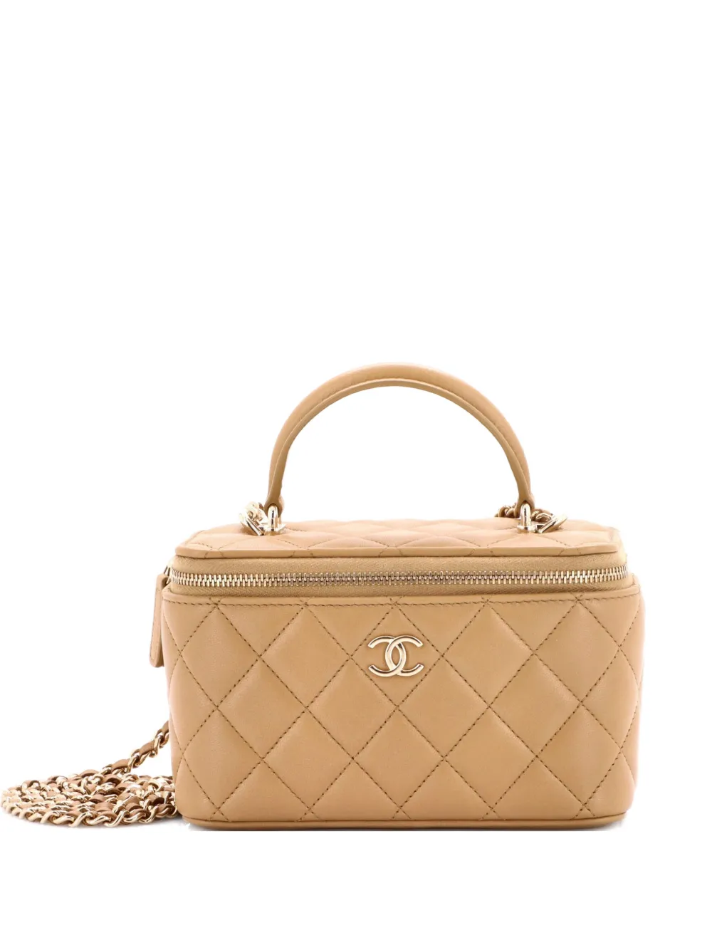 CHANEL Pre-Owned Classic Top Handle Vanity Case with Chain Quilted Lambskin Small crossbody bag - Marrone