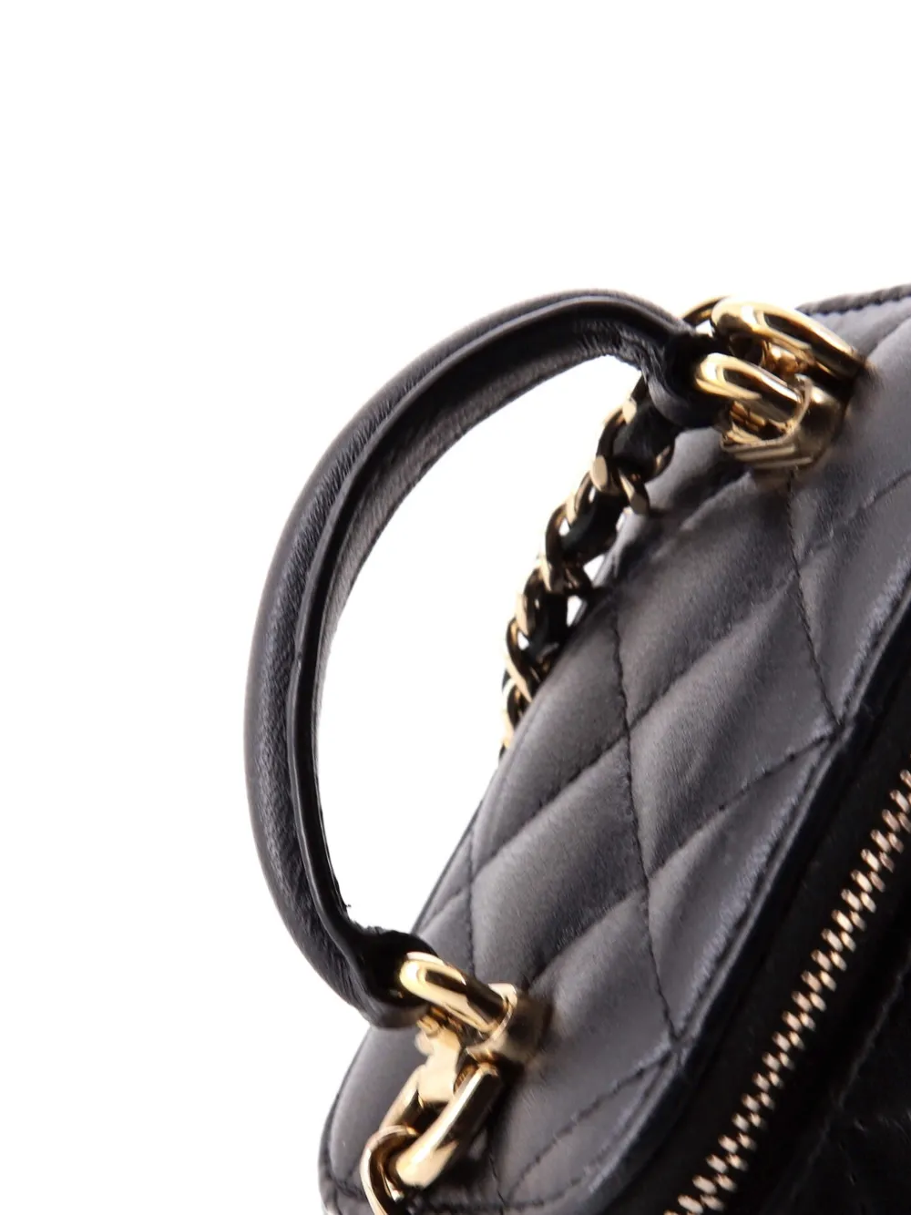Chanel Pre-owned Classic Top Handle Vanity Case with Chain Quilted Lambskin Mini Crossbody Bag in Black, view 5