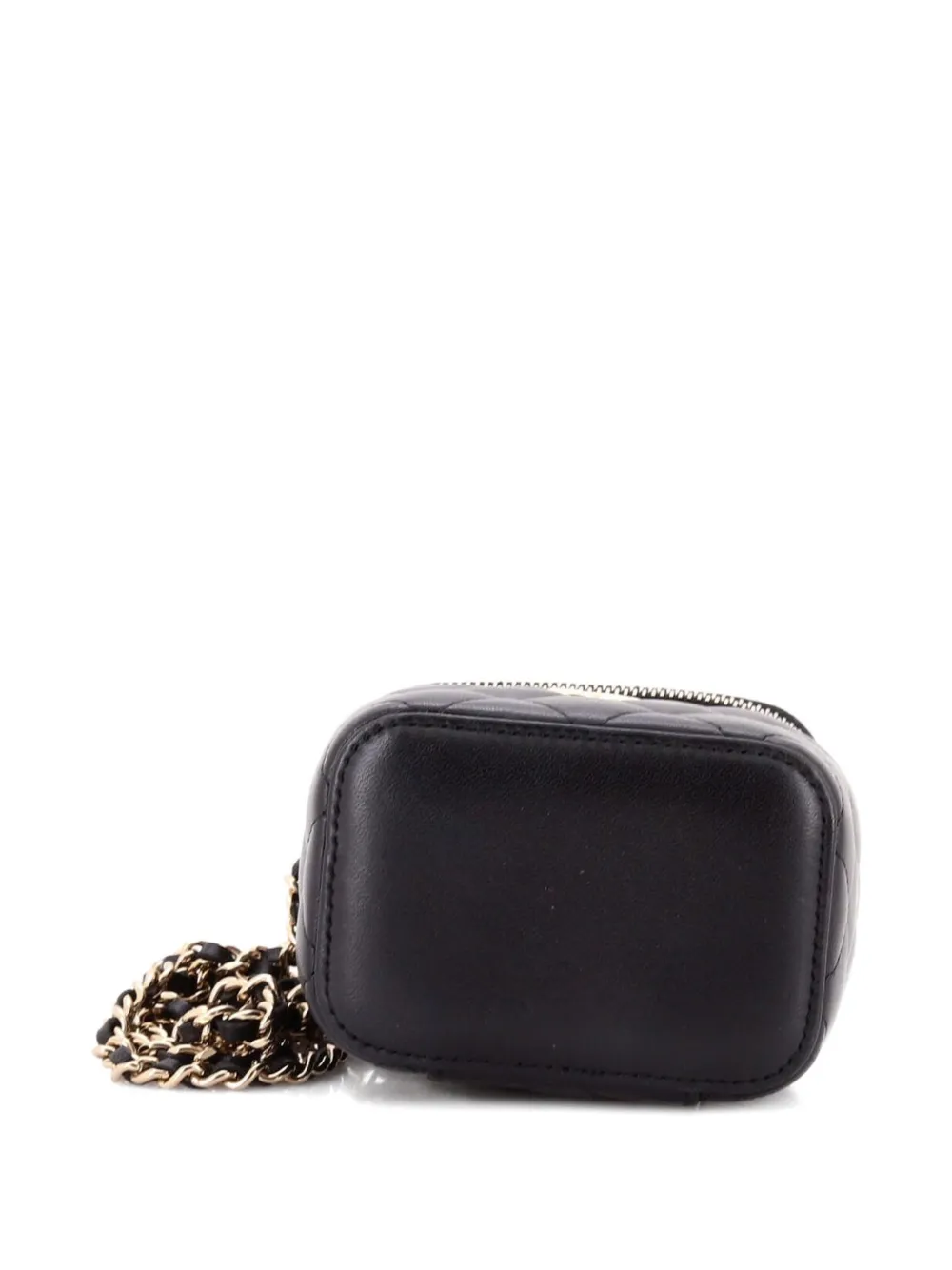 Chanel Pre-owned Classic Top Handle Vanity Case with Chain Quilted Lambskin Mini Crossbody Bag in Black, view 4