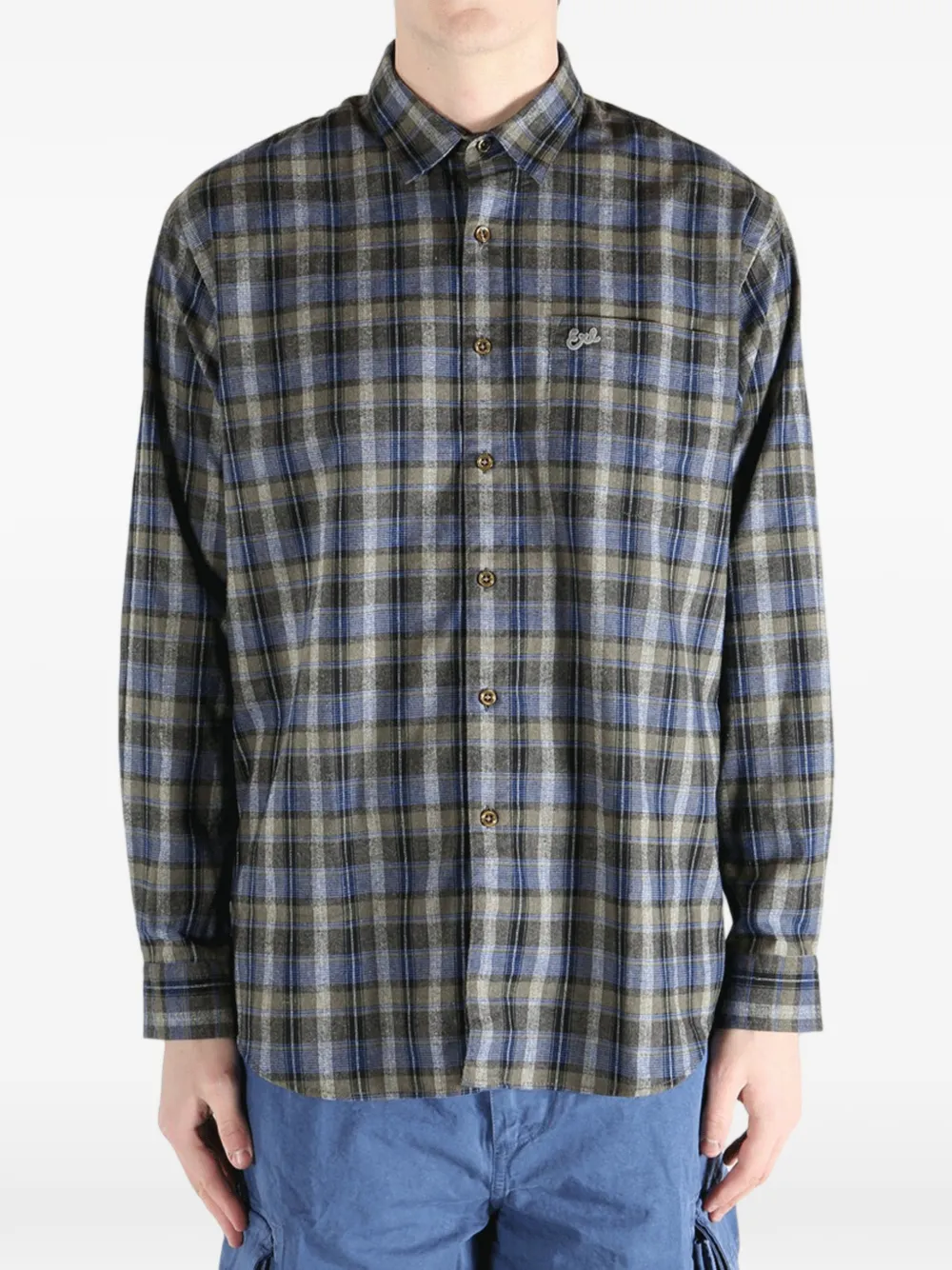  Erl Checked Button-fastening Shirt - Grey 