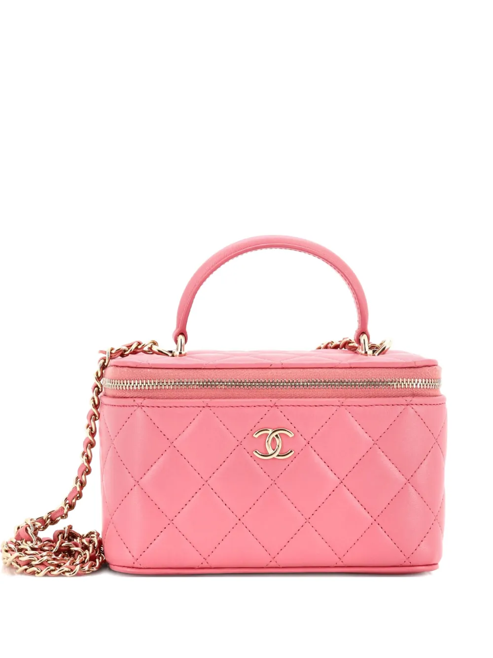 CHANEL Pre-Owned Classic Top Handle Vanity Case with Chain Quilted Lambskin Small crossbody bag - Rosa