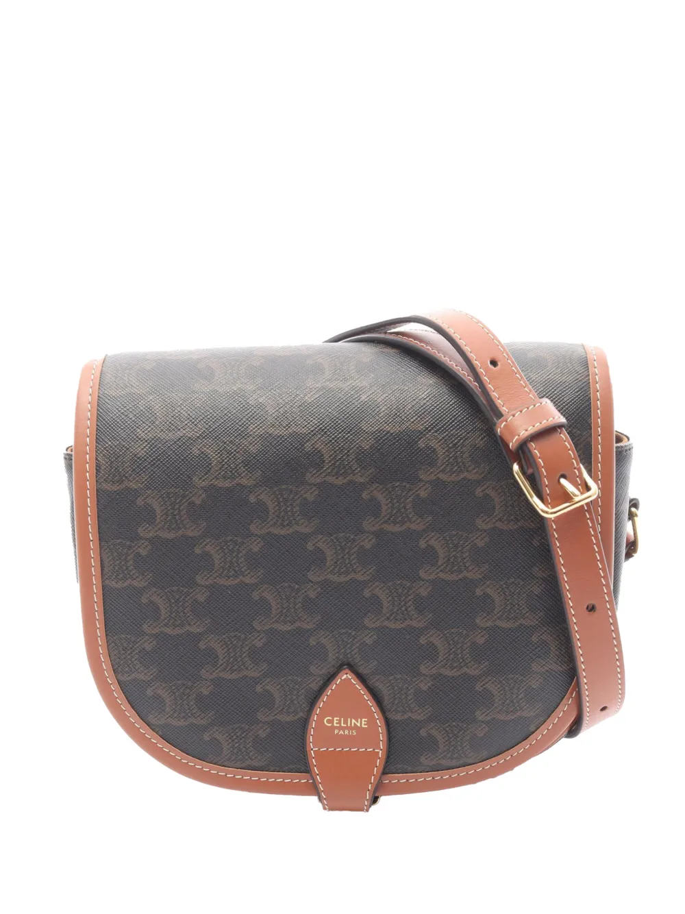 Celine Pre-Owned 2021-2026 Medium Triomphe Coated Canvas Folco crossbody bag - Nero