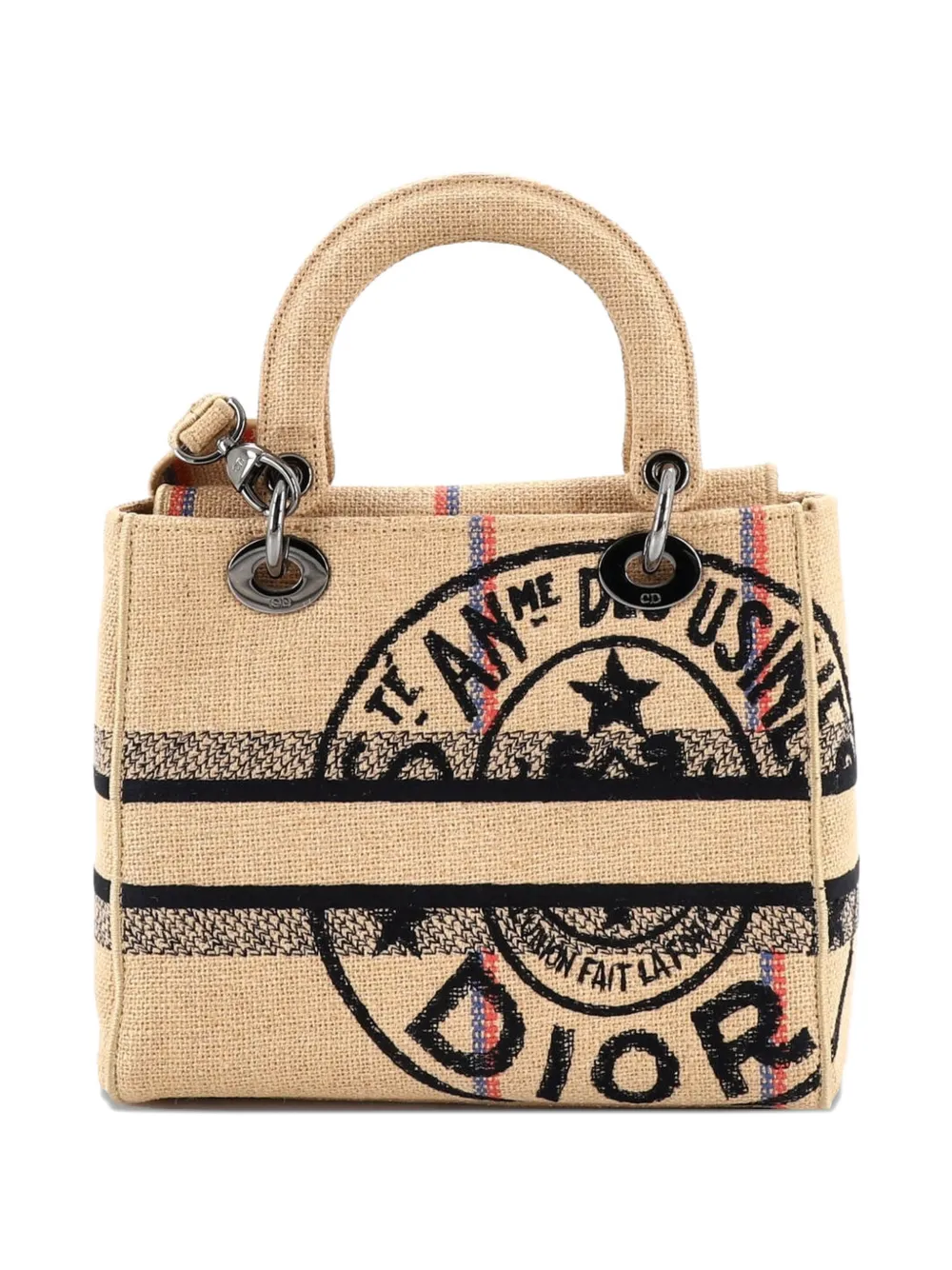 Lady D-Lite Bag Embroidered Raffia Medium satchel