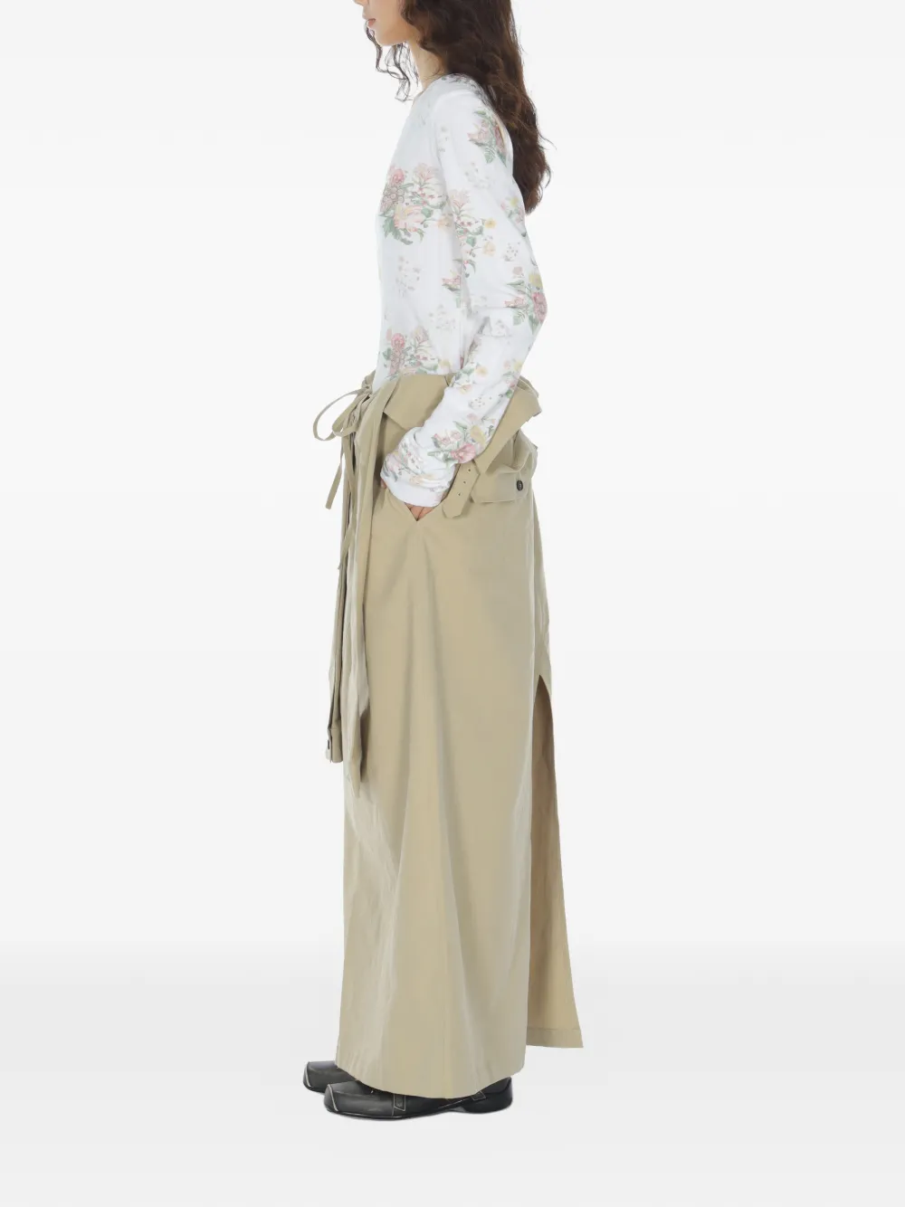  Open Yy Floral Henley Top - White 