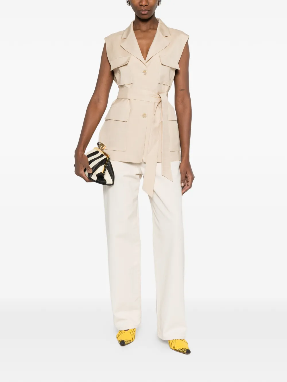  P.a.r.o.s.h. Belt Patch-pocket Gilet - Neutrals 