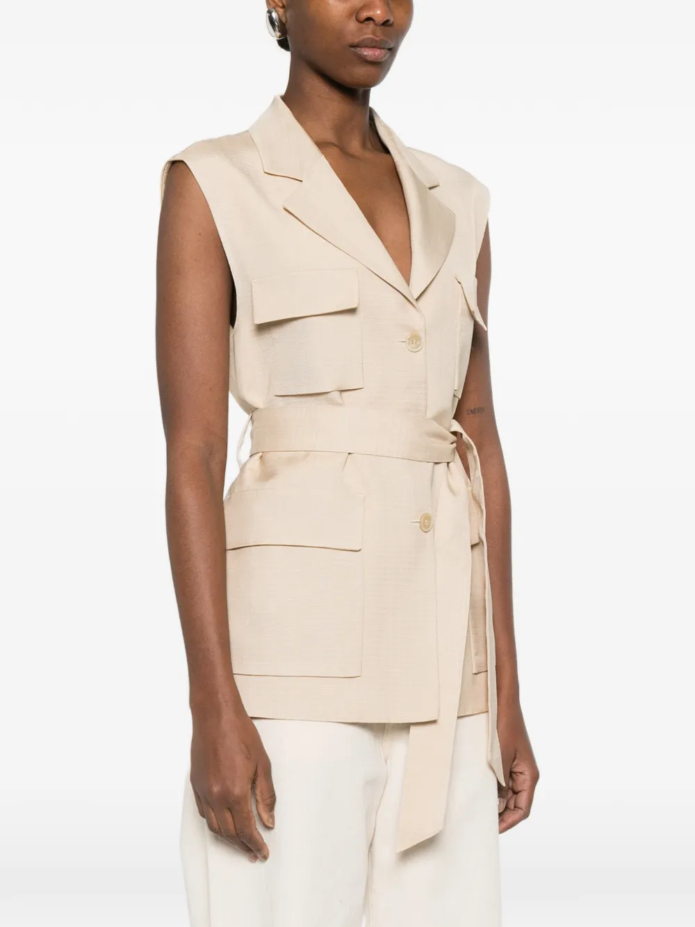  P.a.r.o.s.h. Belt Patch-pocket Gilet - Neutrals 