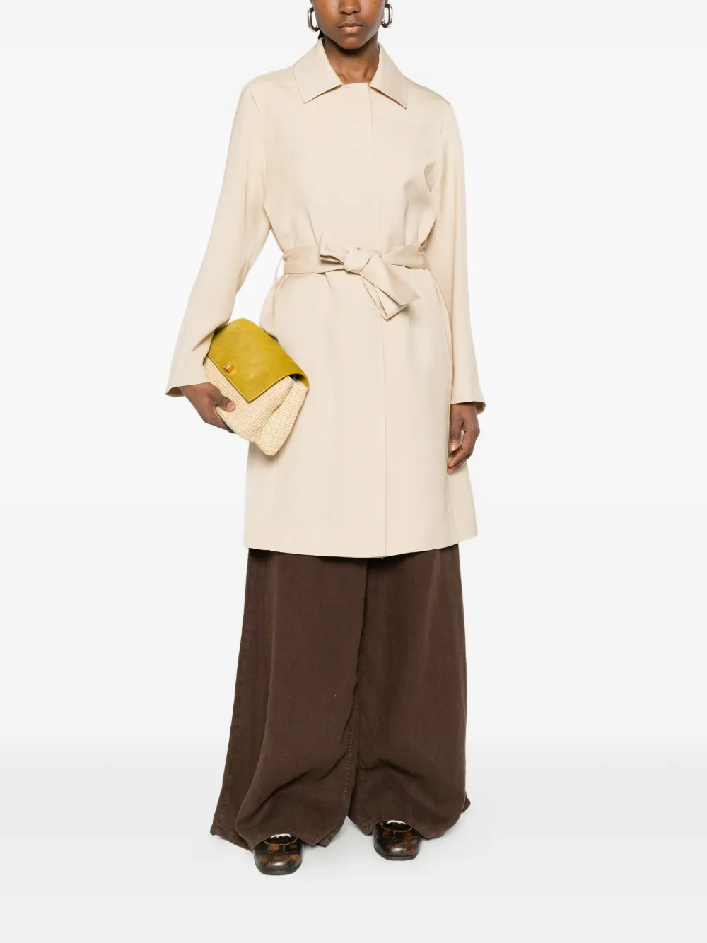  P.a.r.o.s.h. Belted Long Jacket - Neutrals 