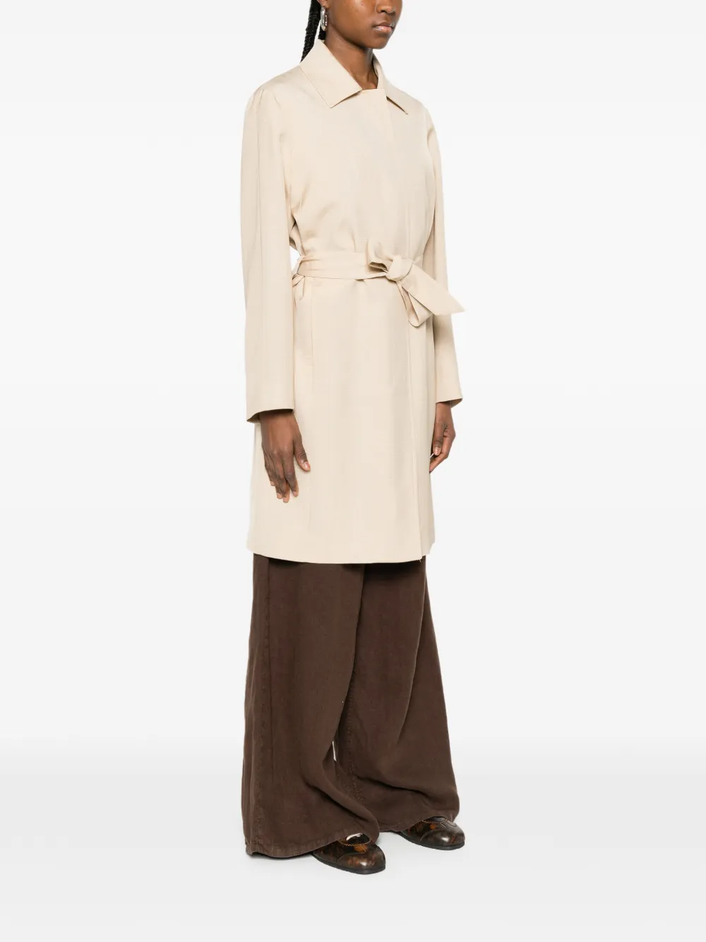  P.a.r.o.s.h. Belted Long Jacket - Neutrals 