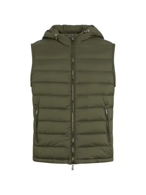 Moorer hooded zip sleeveless gilets