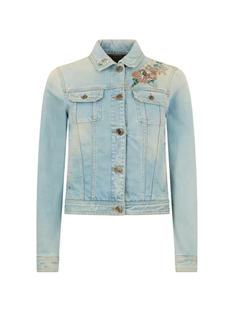 Moorer floral-embroidered denim jacket