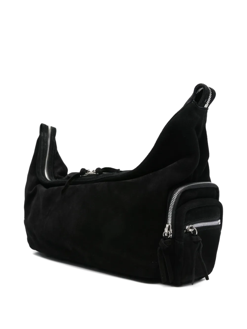logo-embossed suede crossbody bag