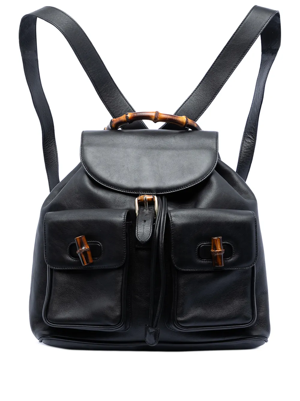 Gucci Pre-Owned 2000-2015 Calfskin Bamboo Drawstring backpack - Nero