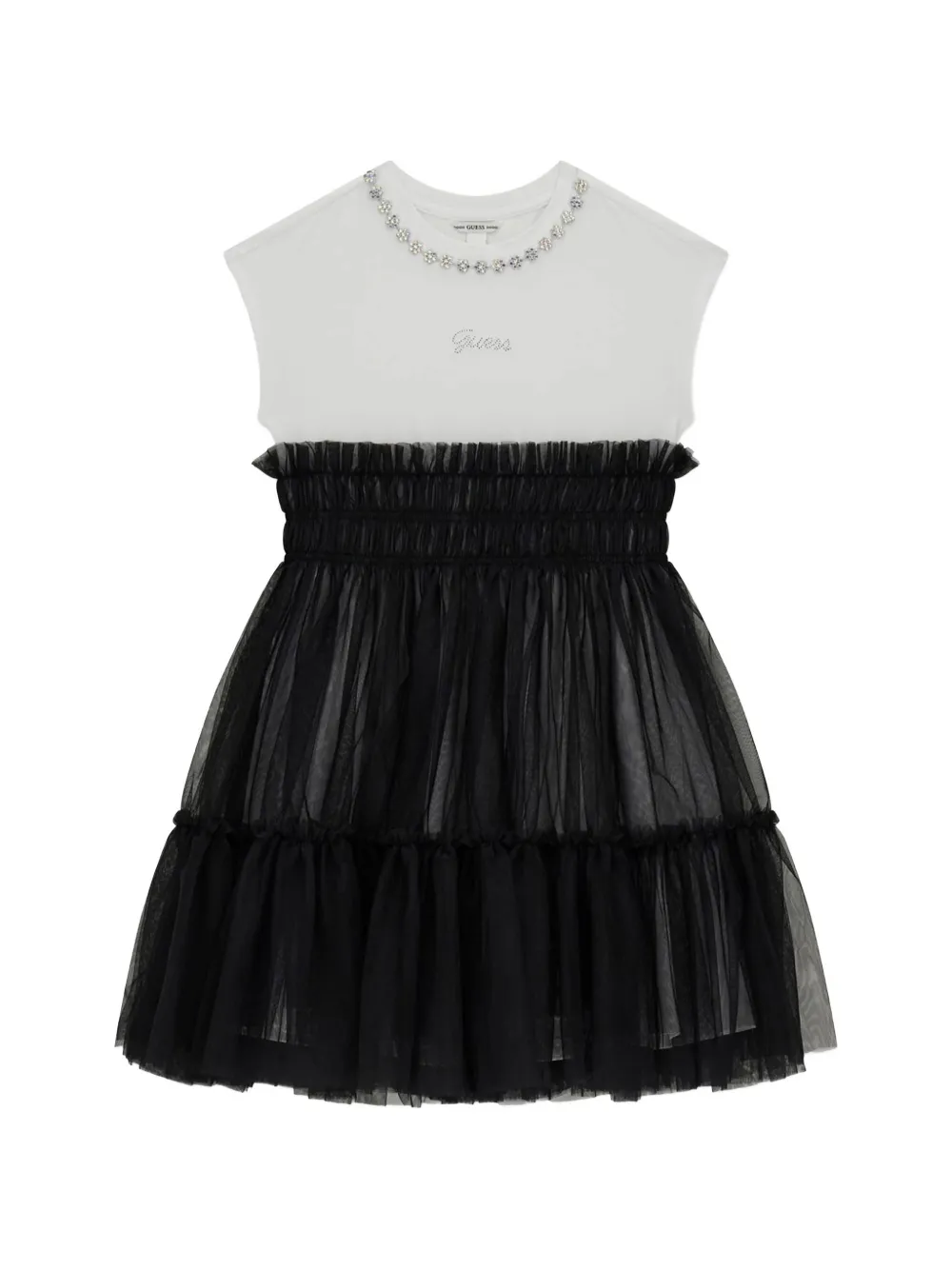 guess kids rhinestone-embellished tulle dress - Nero