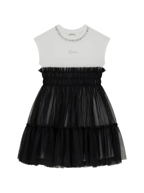 guess kids rhinestone-embellished tulle dress