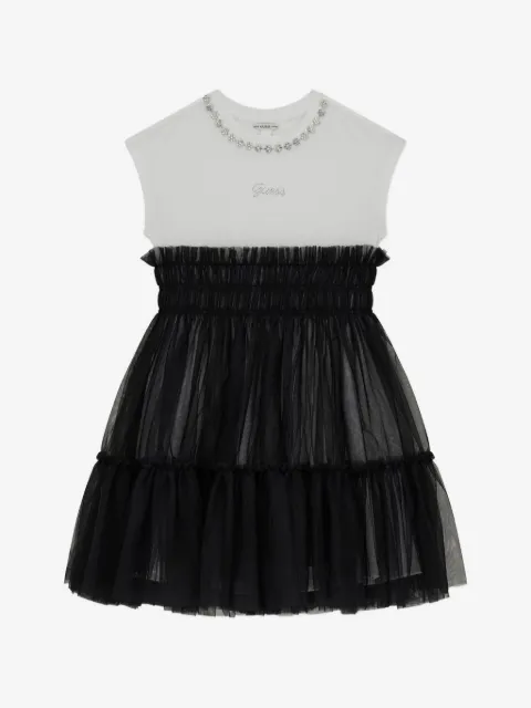 guess kids vestido de tul con detalles de strass