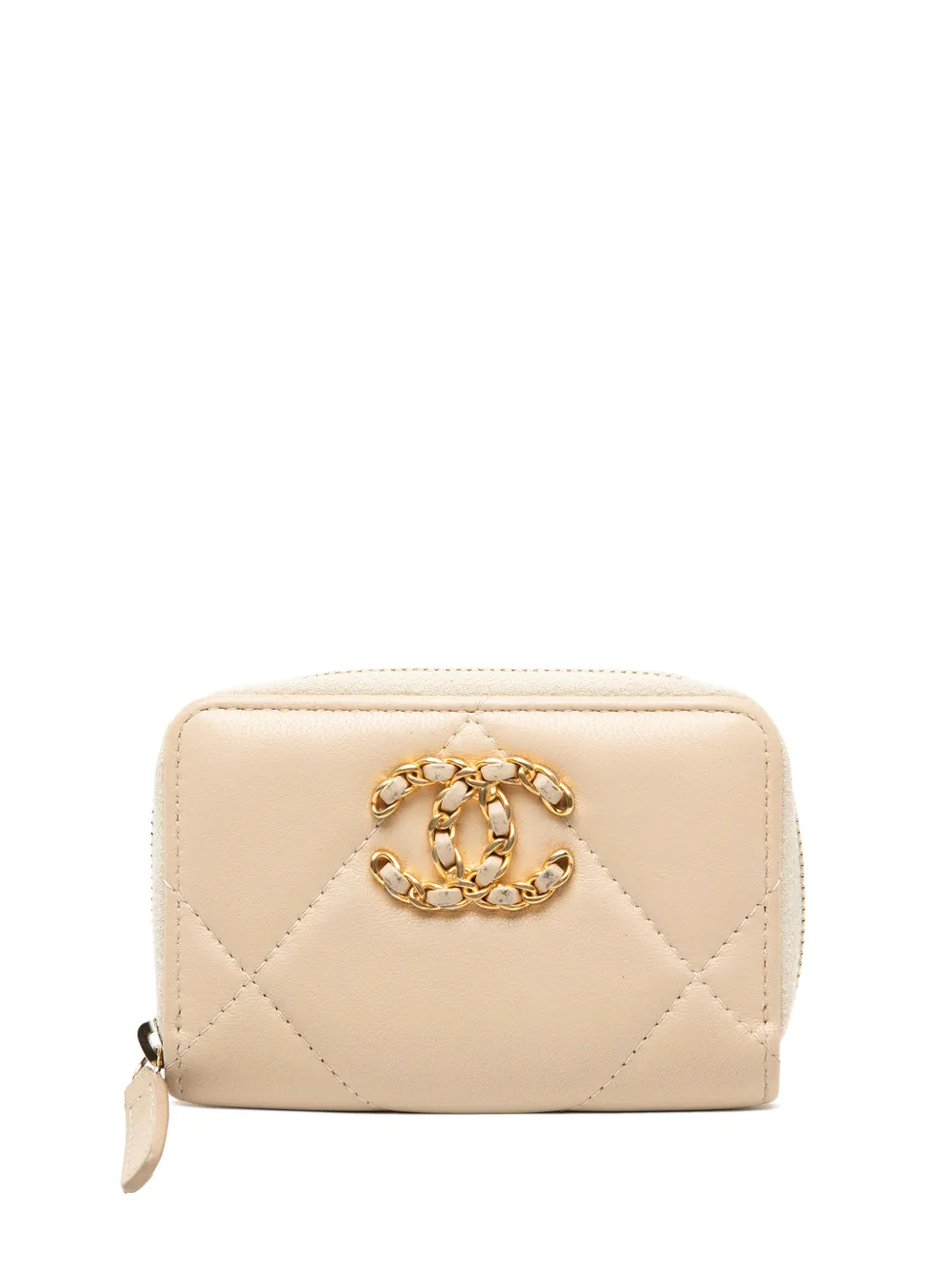 CHANEL Pre-Owned 2019 Quilted Lambskin 19 Zip Purse coin pouch - Marrone