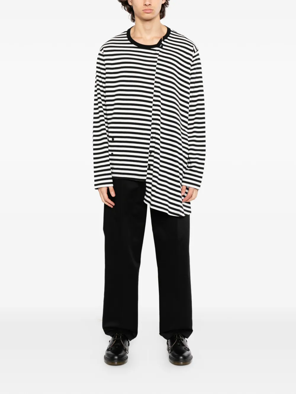 Yohji Yamamoto x Neighborhood gestreept T-shirt Zwart