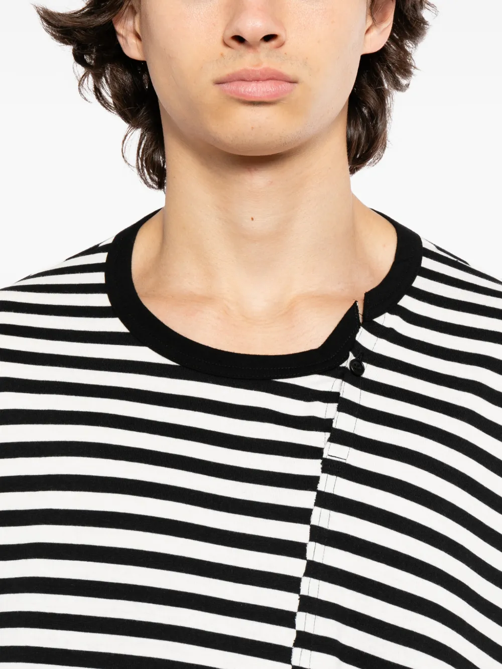 Yohji Yamamoto x Neighborhood gestreept T-shirt Zwart