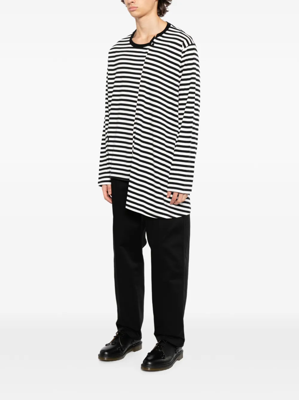 Yohji Yamamoto x Neighborhood gestreept T-shirt Zwart