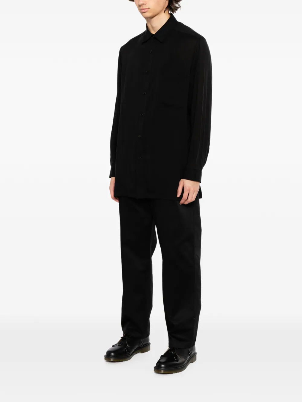 Yohji Yamamoto Overhemd met lange mouwen Zwart