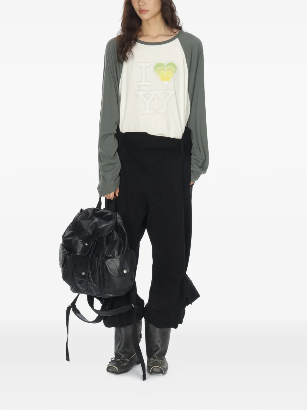  Open Yy Rolled Waist Cargo Trousers - Black 