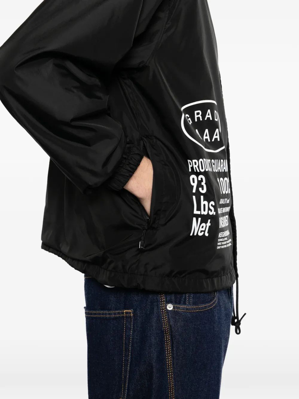 Yohji Yamamoto x Neighborhood logoprinten jack Zwart